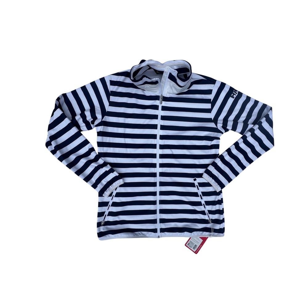 Helly Hansen Sailing Jacket Women's XL Navy White Striped FullZip‎ Jacket HH